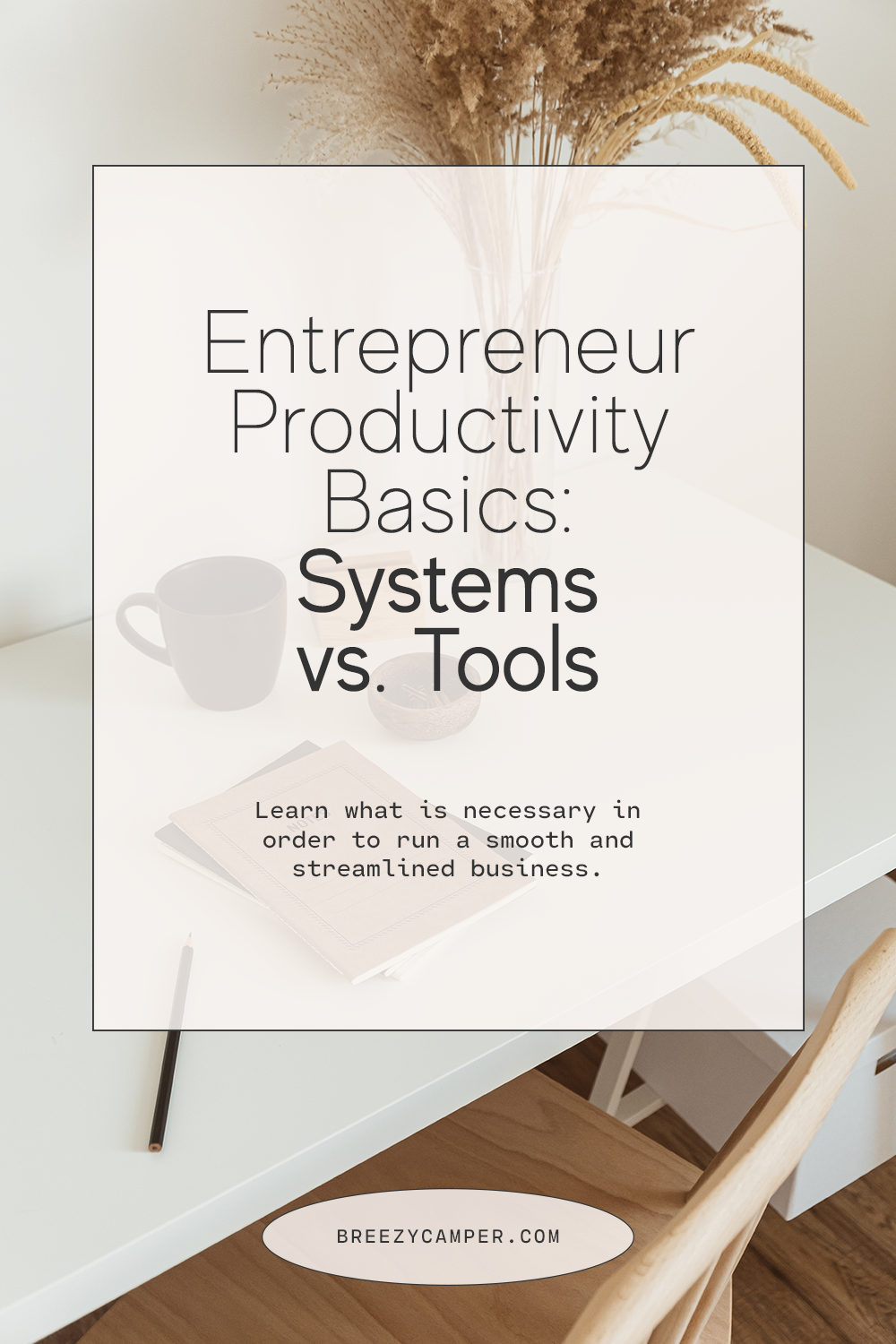 Graphic that says "Entreprenreur productivity basics: systems vs tools"